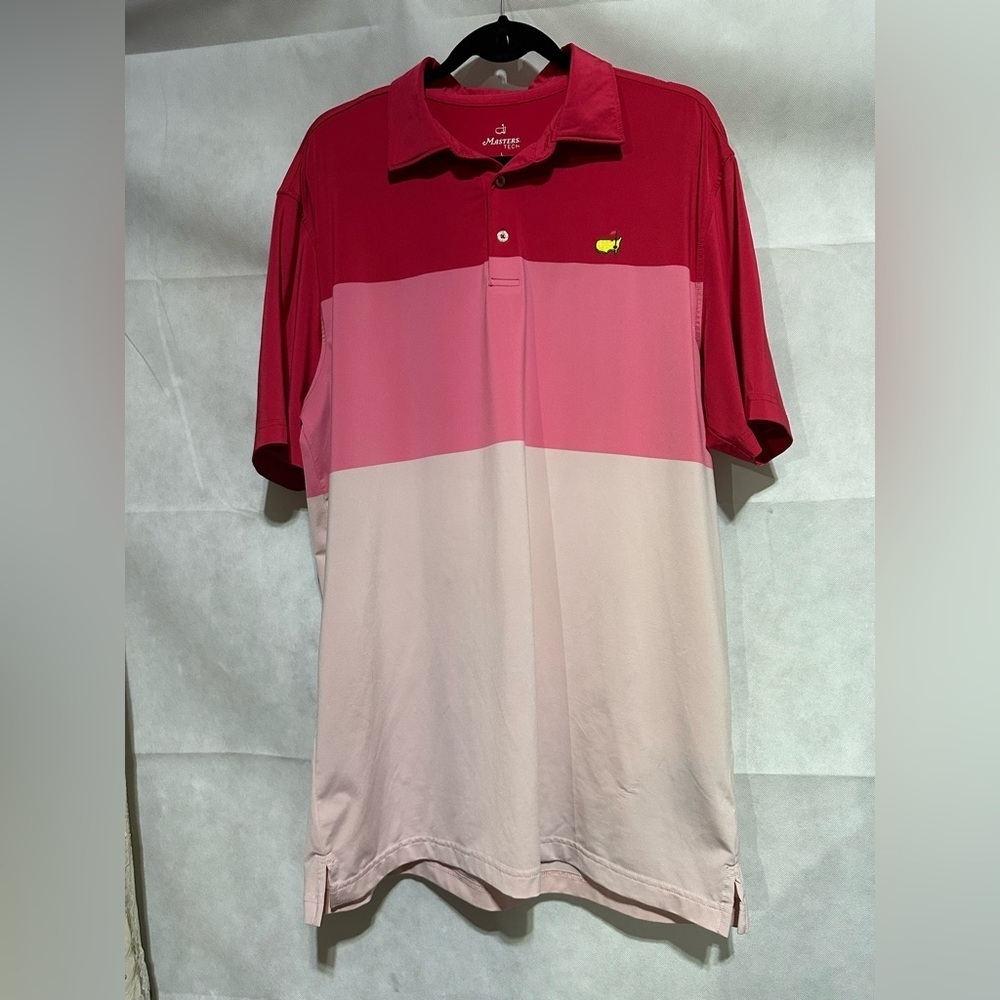 Masters Tech Polo Shirt Men’s L Pink Colorblock Logo Performance Augusta Golf